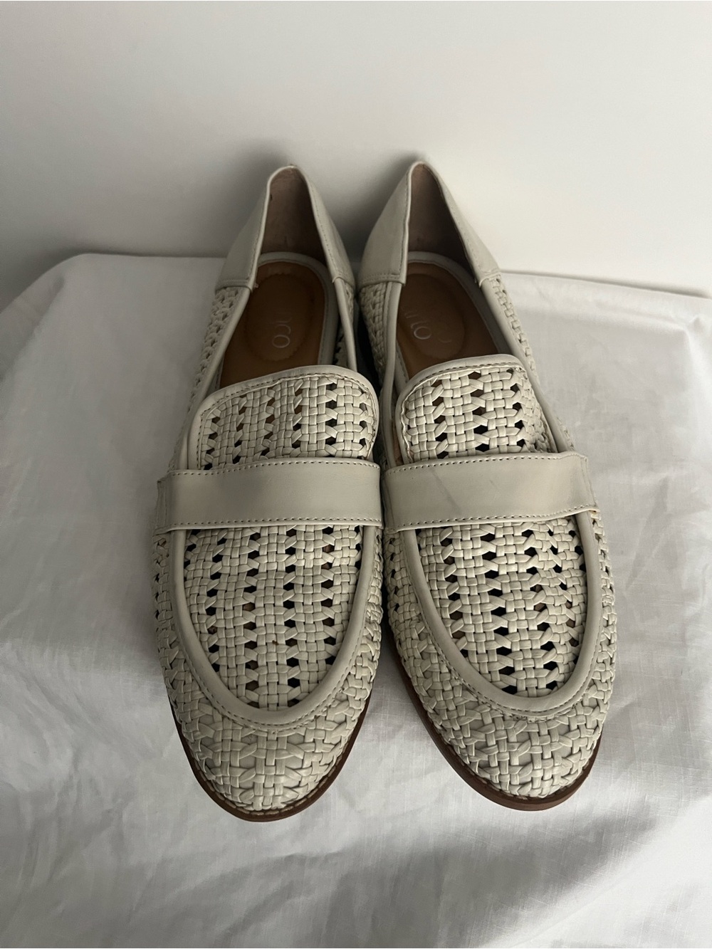 Franco Sarto Woven Loafers in Off-White